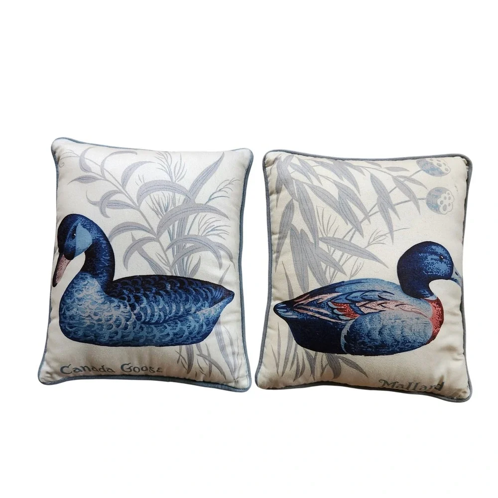 Vintage Throw Pillows Canada Goose Mallard‎ Bird Decorative Accent Pillow Set